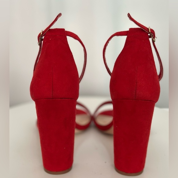 Lulu's Red Suede Ankle Strap Heels (SH90) - Picture 5 of 11
